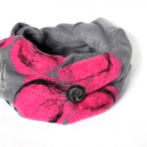 komin szal wełniany w kwiaty folkowy