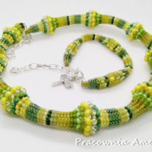 koralikowy naszyjnik boho wiosenny + bransoletka