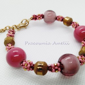 wrzos i eozyna kule bransoletka beading