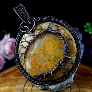 Drzewko szczęścia, Miedziany wisior z Agatem, ręcznie wykonany, prezent dla niej, prezent dla mamy, prezent urodzinowy, biżuteria autorska