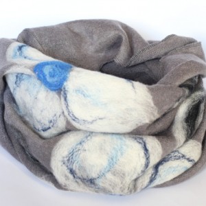 komin szal wełniany w kwiaty folkowy