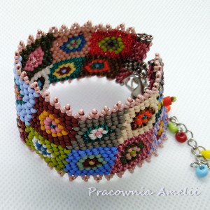 patchworkowa bransoletka boho beading