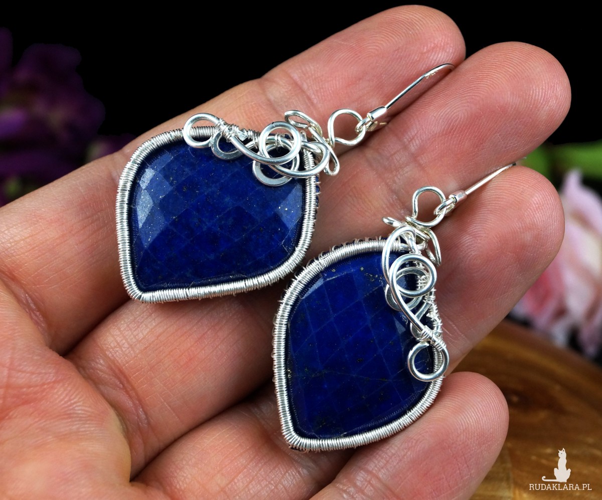Lapis Lazuli, Srebrne kolczyki z Lapisem lazuli, ręcznie wykonany, prezent dla niej, prezent dla mamy, prezent urodzinowy biżuteria autorska