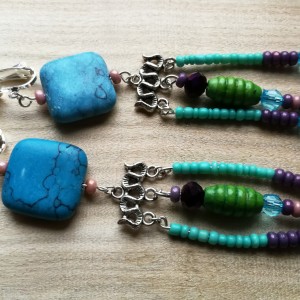 klipsy boho duże orientalne wiszące kolorowe- box x1- polecam, pojedyncza sztuka polecam