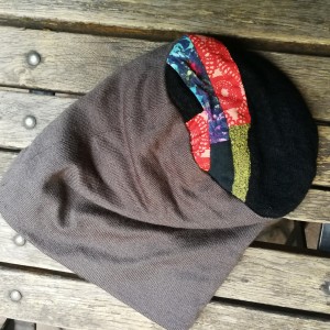 czapka zimowa szara etno boho