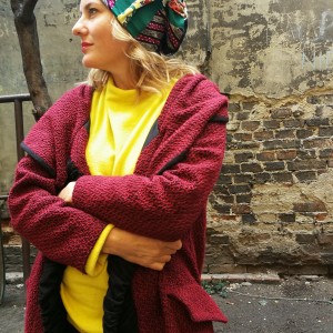 czapka zimowa patchworkowa etno boho