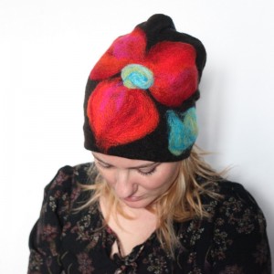czapka handmade czesanką filcowane czapki wełniane X1