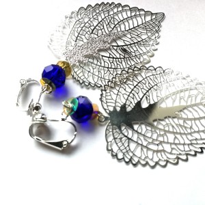 klipsy lekkie listki wiszące boho handmade