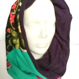 komin patchworkowy w kolorach ziemi handmade