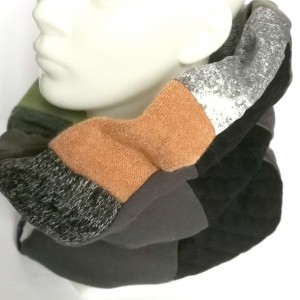 komin patchworkowy w kolorach ziemi damski handmade