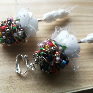 klipsy boho duże etno folk wiszące róże