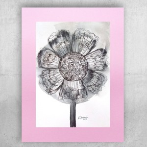 nowoczesny rysunek, skandynawska grafika, różowo szary obraz