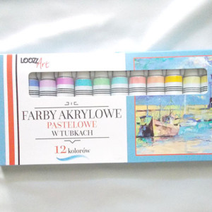 farby akryle 12 sztuk, pastelowe farby akrylowe zestaw, komplet akryli, farbki akrylowe 12 sztuk