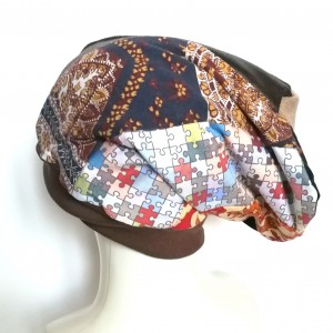 czapka turbanowa etno boho wiosenna patchwork