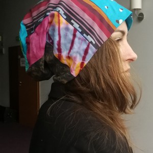 czapka duża turbanowa etno boho wiosenna patchwork