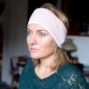 koronkowa opaska kolor łososiowy