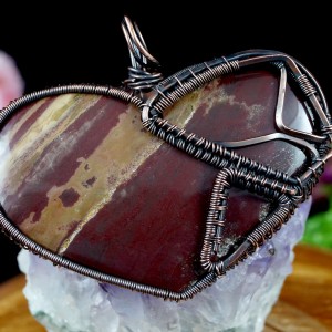 Jaspis brązowy, Miedziany wisior z jaspisem, ręcznie wykonany, prezent dla niej, prezent dla mamy, prezent urodzinowy, biżuteria autorska