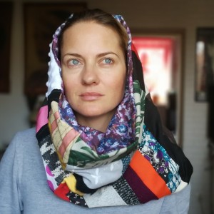 komin patchworkowy pojedynczy egzemplarz damski handmade