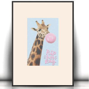 żyrafa plakat do domu, plakat z żyrafą, mały obrazek z żyrafą, zwięrzeta plakat A4, plakat do pokoju dziewczynki, plakat dla nastolatki, śmieszny plakat na ścianę