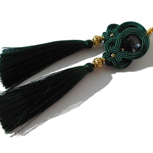 kolczyki sutasz zielone z chwostem