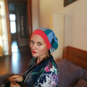 czapka damska patchworkowa wiosenna