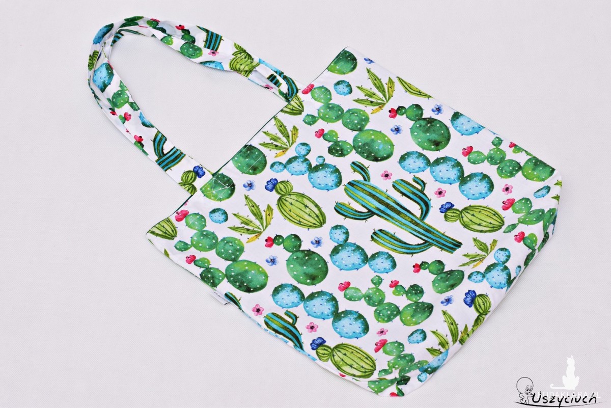 Torba na zakupy shopperka ekologiczna torba zakupowa na ramię eko siatka kaktusy