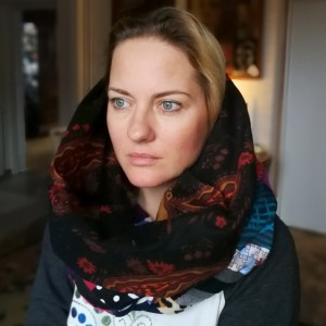 komin wiosenno-jesienny szyty patchworkowo