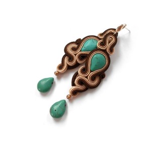 kolczyki sutasz howlity turkusowe