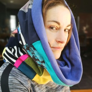 komin wiosenno-jesienny szyty patchworkowo wiosenny energetyczny kolorowy