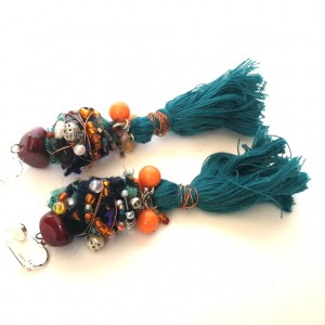 klipsy etno boho handmade z chwostami