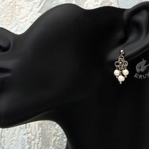 Kolczyki chainmaille z naturalnymi perłami