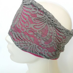 opaska koronkowa szaro amarantowa wiosenna