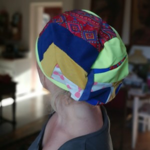 czapka patchworkowa na podszewce damska wiosenna