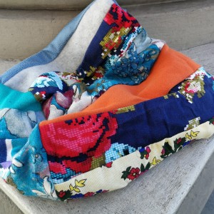 czapka patchworkowa na podszewce damska wiosenna- jesienna