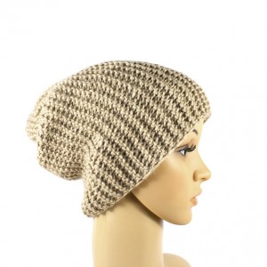 Czapka krasnal beżowa unisex one size zrobiona na drutach długa