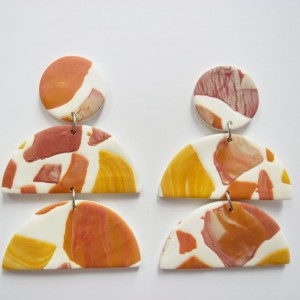 kolczyki białe półkola duże