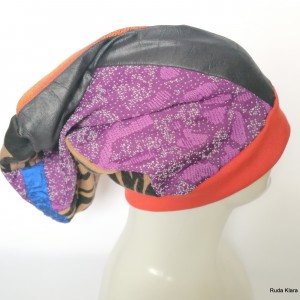 czapka damska smerfetka szyta patchworkowy