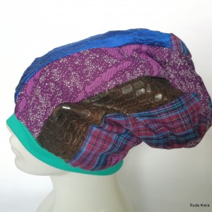 czapka damska patchworkowa na podszewce