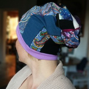 czapka damska smerfetka szyta patchworkowy