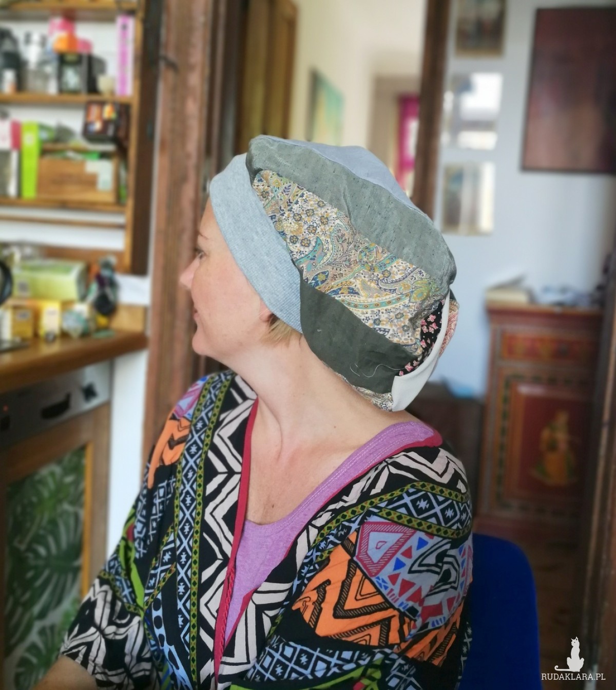czapka szyta patchworkowo etno boho handmade