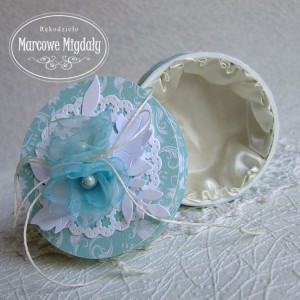 Pamiątka Konfirmacji lub Komunii Świętej, personalizowane pudełeczko na prezent turkusowe