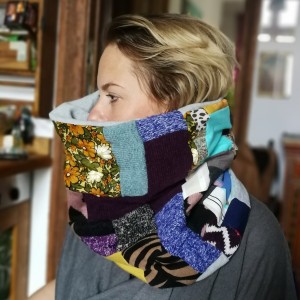 komin patchworkowy na podszewce miękki