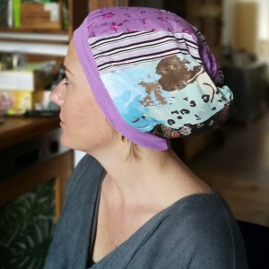 czapka damska smerfetka szyta patchworkowy