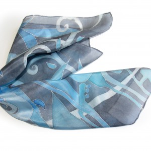 Apaszka Roślinna w odcieniach niebieskich