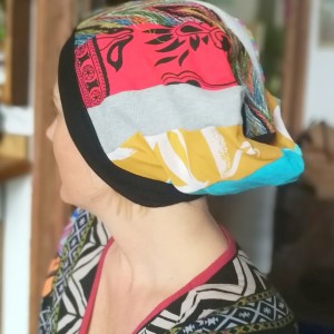 czapka damska szyta patchworkowo smerfetka