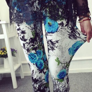 damskie sportowe leginsy kwiatowe rozmiar M