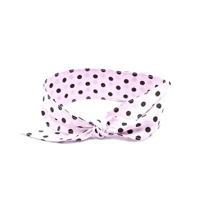 Opaska pin up retro Jasnoróżowa w ciemnobrązowe grochy