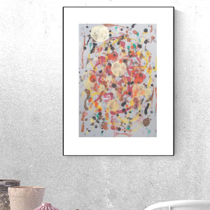 minimalizm grafika na ścianę, ładna abstrakcja do salonu, dekoracja do loftu, abstrakcyjny obraz 30x340, nowoczesny rysunek A3, grafika w ciepłych kolorach, boho grafika do domu