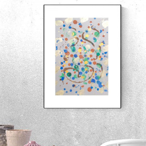 ręcznie malowana abstrakcja 30x40, nowoczesny rysunek do loftu, boho grafika A3, abstrakcyjny rysunek do domu, minimalizm obrazek, boho dekoracja do domu