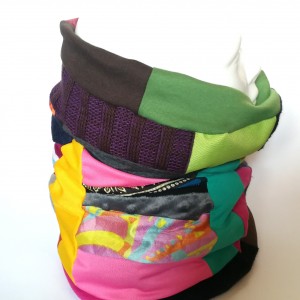 komin patchworkowy na podszewce miękki, miły